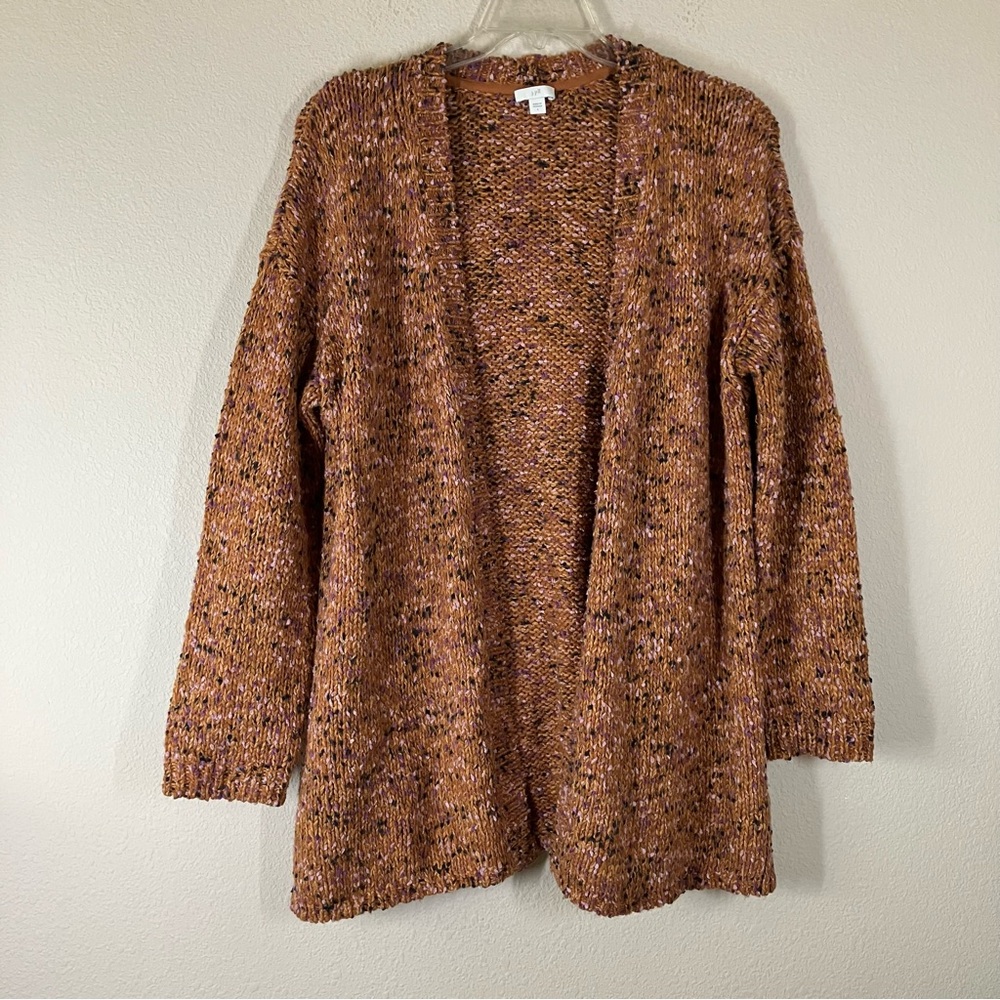 J JILL Chunky Cotton Open Front Cardigan‎ L Slouchy Casual Sweater Autumn Boho